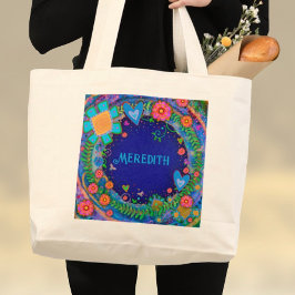 Skämt Blommigt Blue Inspiritivity Tote Bag Jumbo Tygkasse