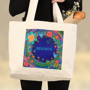 Skämt Blommigt Blue Inspiritivity Tote Bag Jumbo Tygkasse