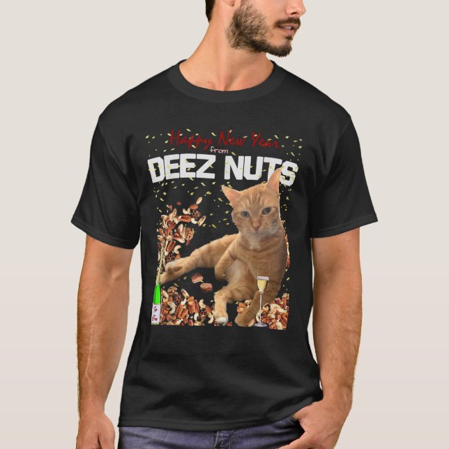 Skämt Gott nytt år Cat Deez Nöt T Shirt (Framsida)