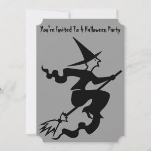 skämt häxa på broomstick halloween fest inbjudan