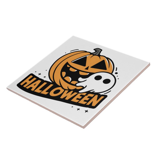 Skämt spöke av en lekfull pumpa kakelplatta (Sidan)