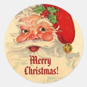 Skämt Vintage Santa Smiling Mönster CH02-Anpassn Runt Klistermärke