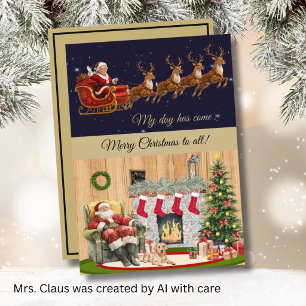 *Skämta med Mrs. Santa Claus på julafton Julkort