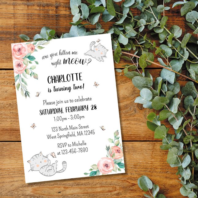 Skämtar du kattunge på mig just nu Katt födelsedag Inbjudningar (Skapare uppladdad)