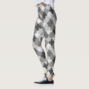 Skämtsam diagonal pusselgrått tonar leggings