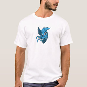 Skämtsam fågel för två tonad blått t shirt