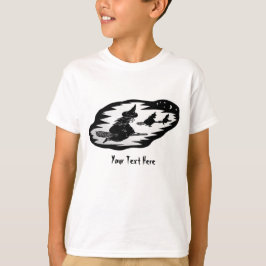 skämtsam häxa på broomsticks halloween tee