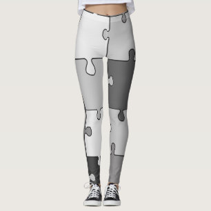 Skämtsam Jigsawgrått tonar pussel Leggings