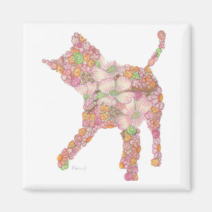 Skämtsam kattunge i rosa magnet