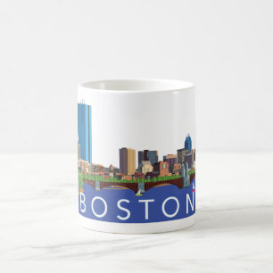 Skämtsam och unik illustrationBoston horisont Kaffemugg
