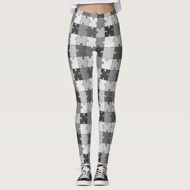 Skämtsam pusselgrått tonar leggings (Framsida)