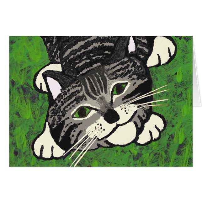 Skämtsam Tabbykattunge Hälsningskort (Framsidan Horizontal)