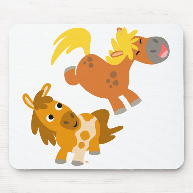 Skämtsamma tecknadponnyer Mousepad Musmatta (Framsidan)