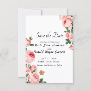 Skämtsamt rosa ros spara datumet