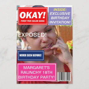 Skämttidning Kändisprat anpassad Födelsedagsinbjud Inbjudningar