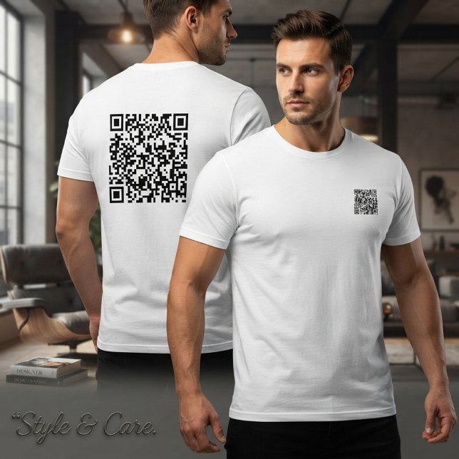 Skanbar QR-kod Basic Tee för män Anpassad (Scannable QR Code Basic Tee for Men Customized)