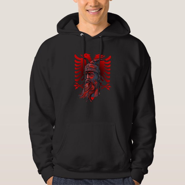 Skandertigalbansk nationell Hero Eagle Kosovo Alb Hoodie (Framsida)