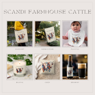 Skandi Farmhouse Cattle, anpassningsbar Julgransprydnad Keramik