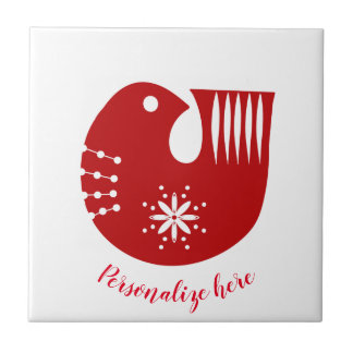 Skandi folkkonstfågel      kakelplatta