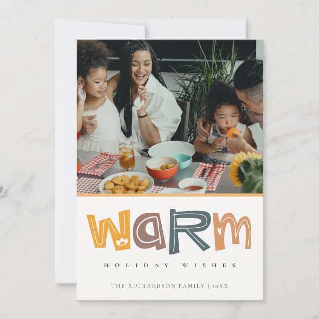 Skandi Gul Grå Foto Varmaste Julhälsningar Julkort (Framsida)