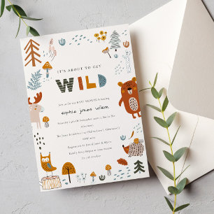 Skandi Vild Tropical Woodland Animals Baby Shower Inbjudningar