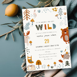 Skandi Vild Tropical Woodland Animals Baby Shower Inbjudningar