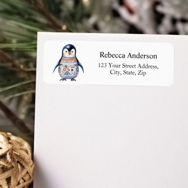 Skandinavian Blue Penguin Returadress Returadress Etikett (Skapare uppladdad)