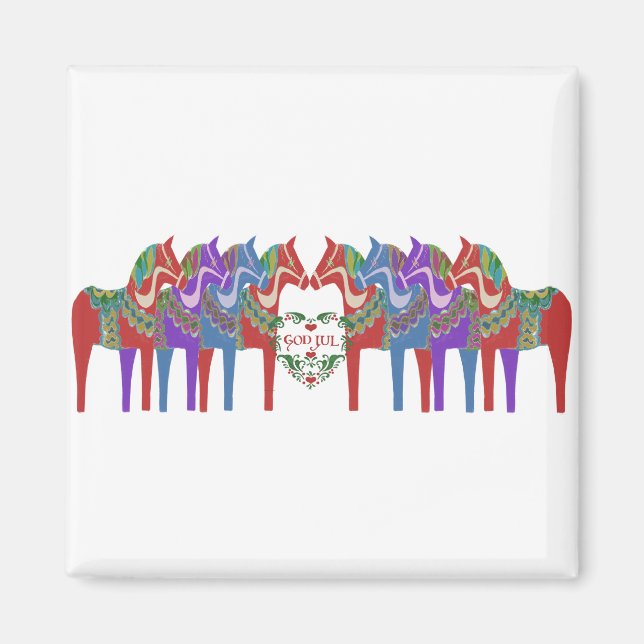 Skandinavian Dala Horses God Jul jul Magnet (Framsidan)