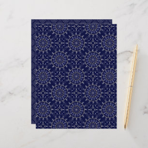 Skandinavian Ditsy Winter Navy & Guld Diamond Tile