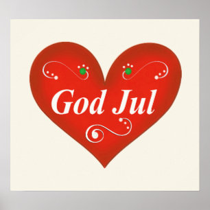 Skandinavian God Jul jul Heart Poster