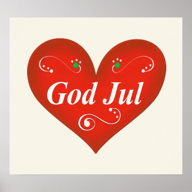 Skandinavian God Jul jul Heart Poster (Framsidan)