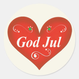 Skandinavian God Jul jul Heart Runt Klistermärke