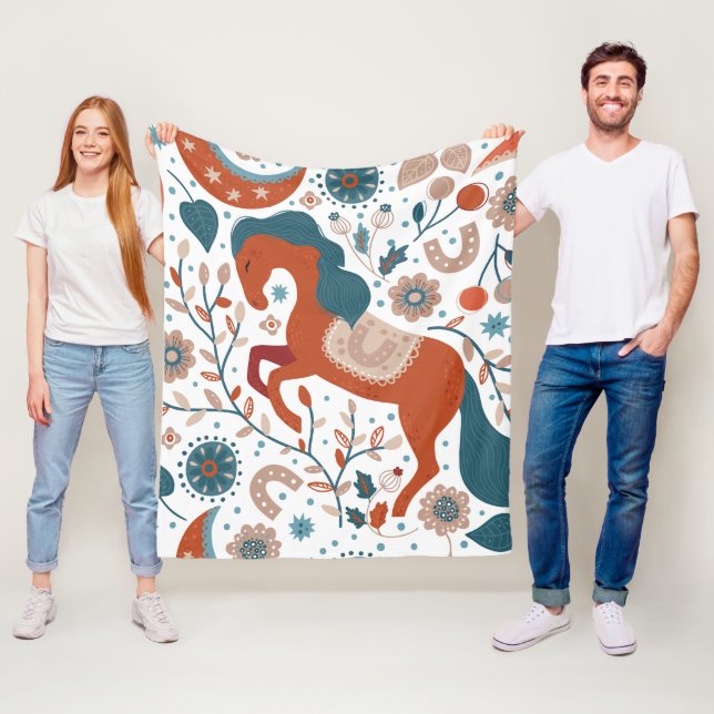 Skandinavian Horse Cute Fleecefilt (På plats)