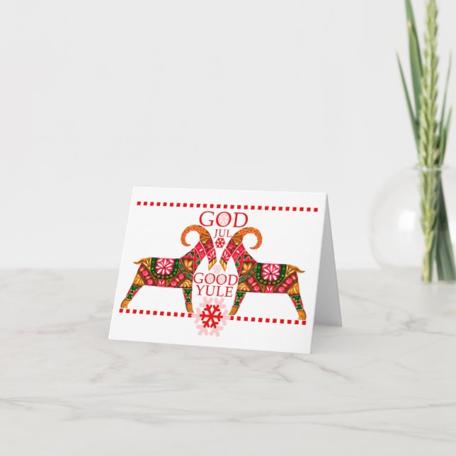 Skandinavian Julafton Jul Bock Foleting Card Kort (Framsida)