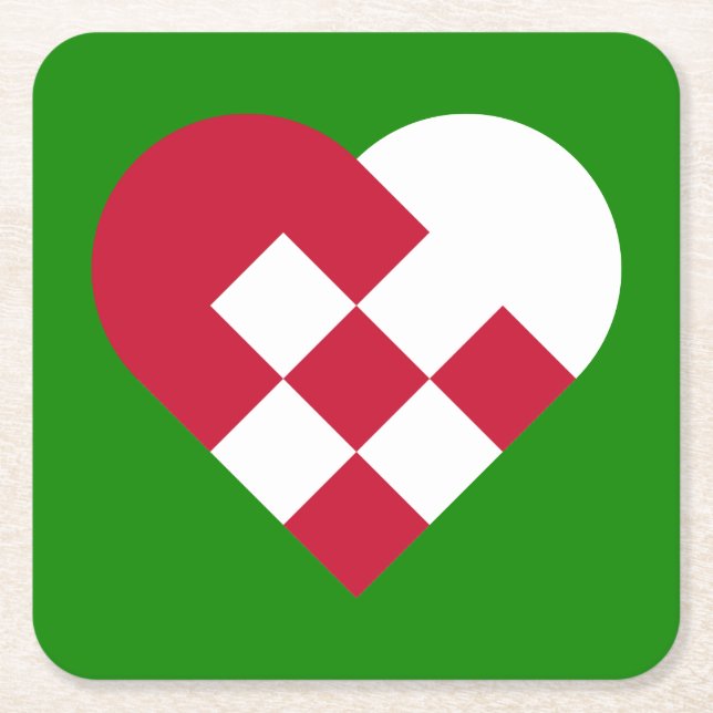 Skandinavian Jule Heart Underlägg Papper Kvadrat (Framsidan)