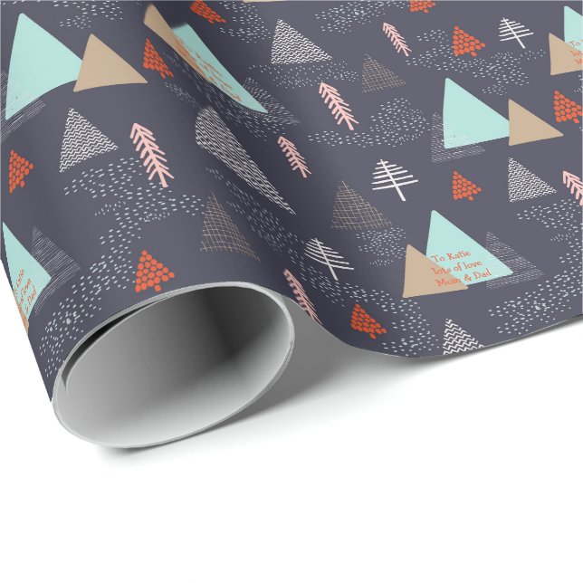 Skandinavian Julgran Doodle Personlig Presentpapper (Rullad Hörn)