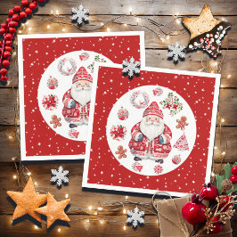 Skandinavian Jultomten Red Pappersservett