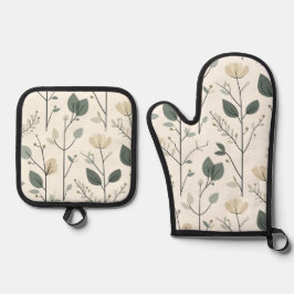 Skandinavian Nordic Flora Oven Mitt och Pot Holder