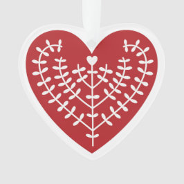 Skandinavian Red Heart Acrylic Ornament