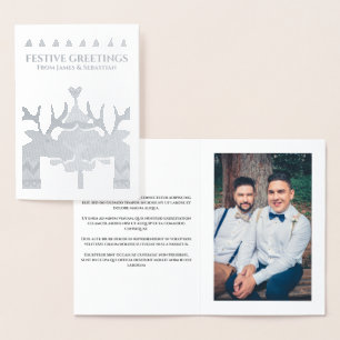 Skandinavian Reindeer Gay Personlig jul Folierat Kort
