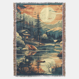 Skandinavian Retro Art Berghem Filt