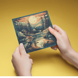 Skandinavian Retro Art Berghem Julkort