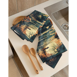 Skandinavian Retro Art Berghem Kökshandduk