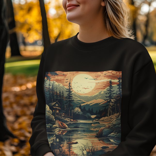 Skandinavian Retro Art Berghem T Shirt (Skapare uppladdad)