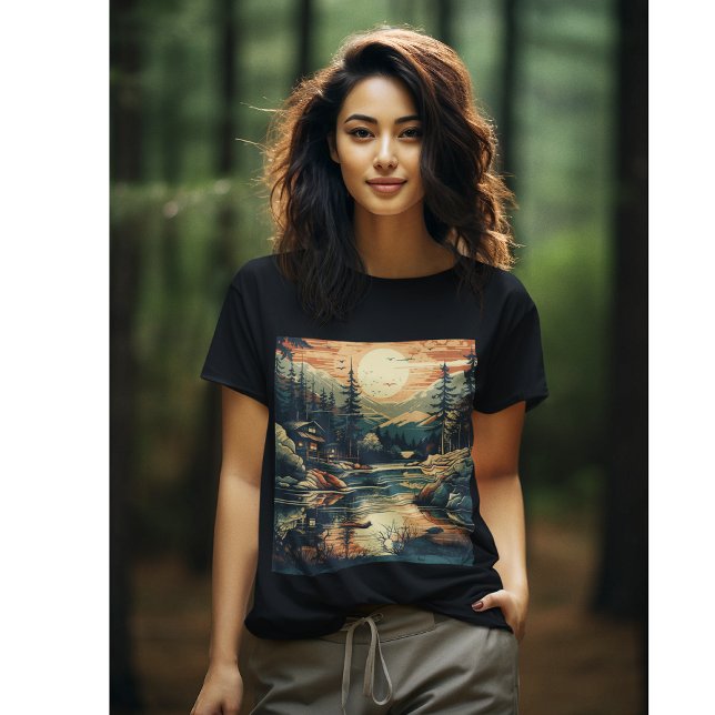 Skandinavian Retro Art Berghem T Shirt (Skapare uppladdad)