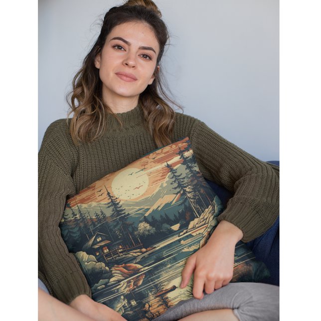 Skandinavian Retro Art Mountain Home Kudde (Skapare uppladdad)