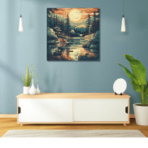 Skandinavian Retro Art Mountain Home