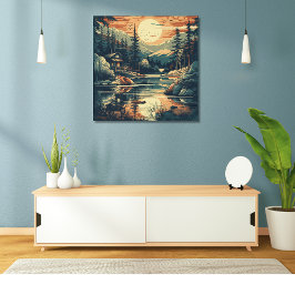 Skandinavian Retro Art Mountain Home Poster