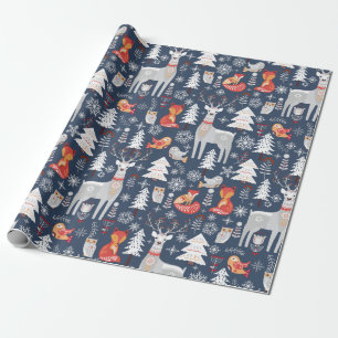 Skandinavian Woodland Animals God Helgdag Presentpapper