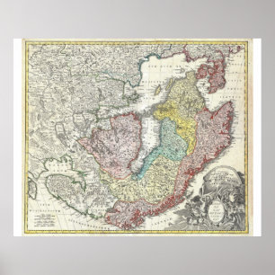 Skandinavien Finland Danmark Karta Poster